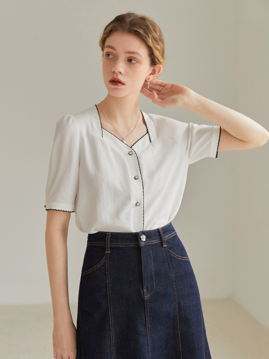 Wendy professional square collar shirt_2 color