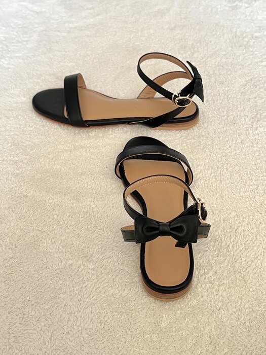 Olivia Back-Ribbon Sandals - Black