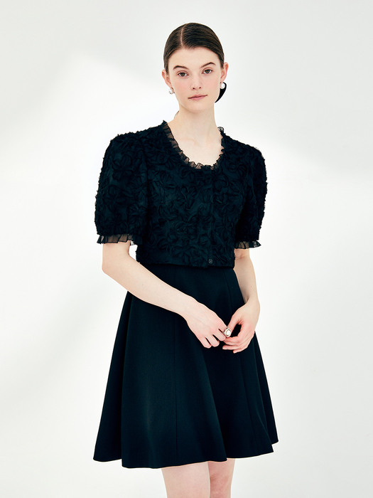 BONNIE Sleeveless flare dress (Black)
