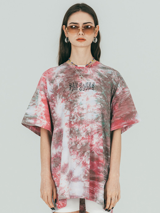 Tie Dye Logo Printing T-shirt (tropical pink)