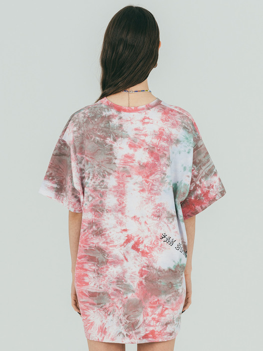 Tie Dye Logo Printing T-shirt (tropical pink)