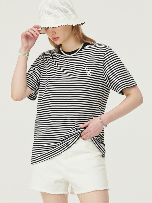 L&R Stripe Half Sleeve T-Shirt [black]
