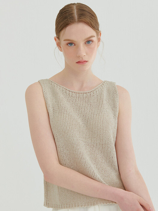 SLEEVELESS KNIT BEIGE