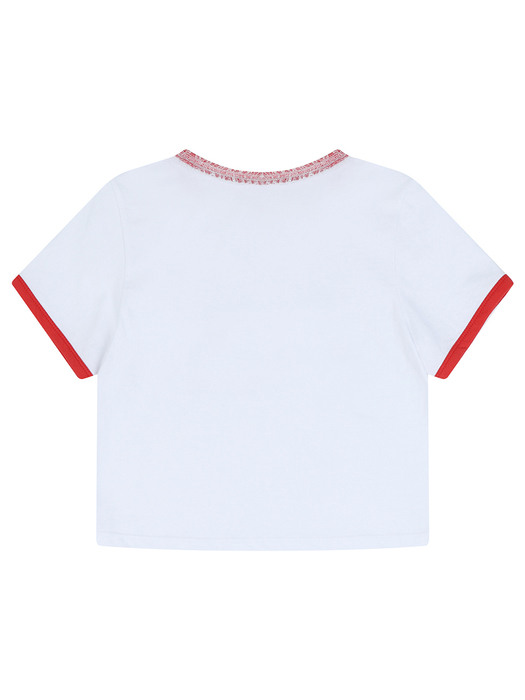 1961 Ruffle neck t-shirt_white&Red