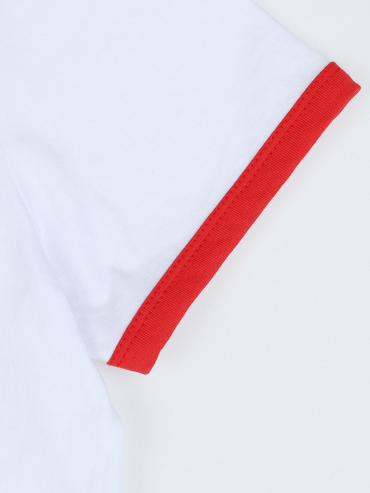 1961 Ruffle neck t-shirt_white&Red
