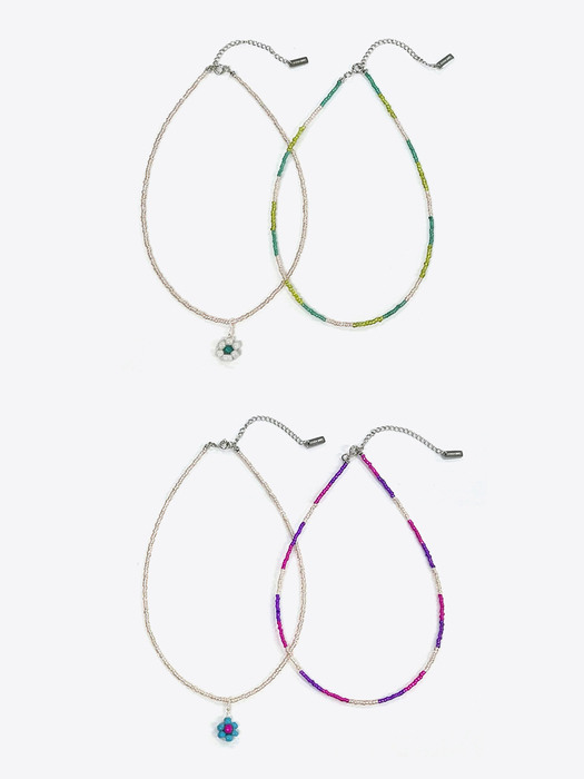 [단독]layered flower beads necklace