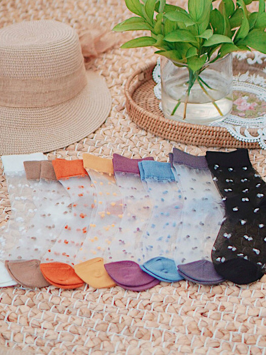 Dot Beach Color See-Through Socks (8color)