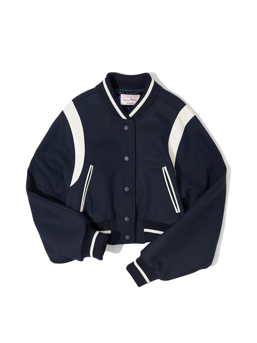 O3707 Irish crop varsity jacket(3 color)