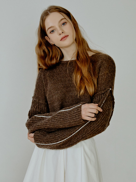 Stitch line crop knit (brown)
