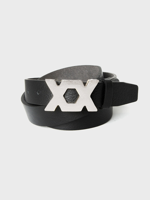 Silver XX-Logo Leather Belt(UNISEX)_UTA-FM07  