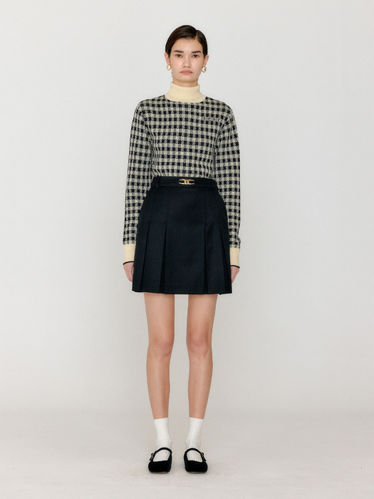 VINKY Gingham Check Knit Pullover - Black/Ivory