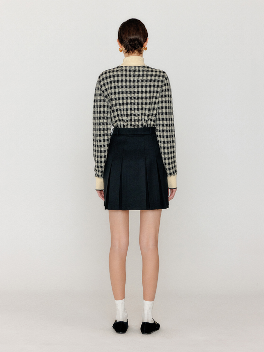 VINKY Gingham Check Knit Pullover - Black/Ivory