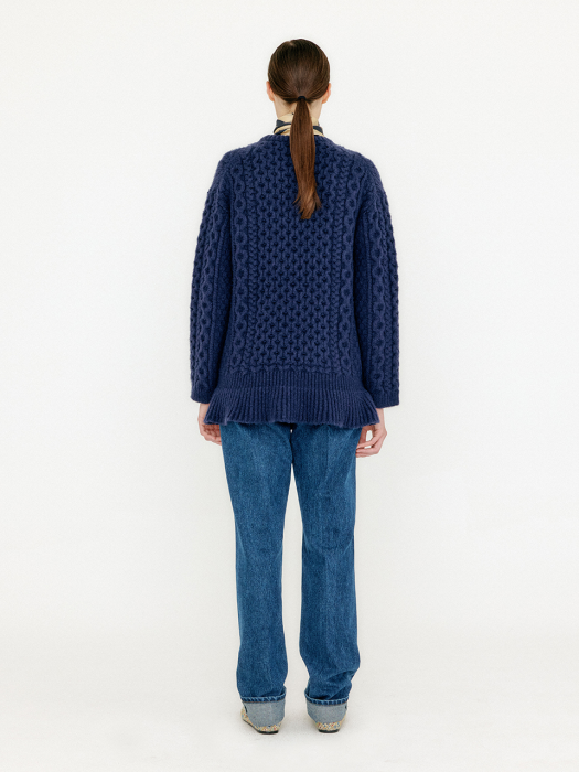 VLARE Flared Cable Pullover - Navy