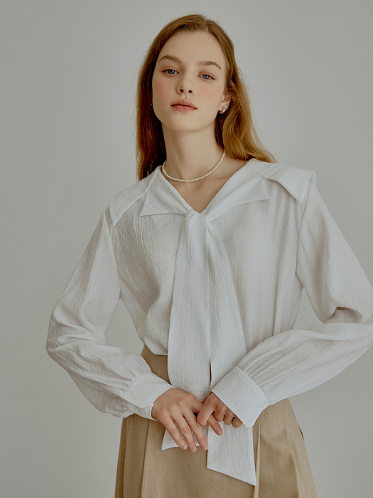 Sailor tied blouse (white)