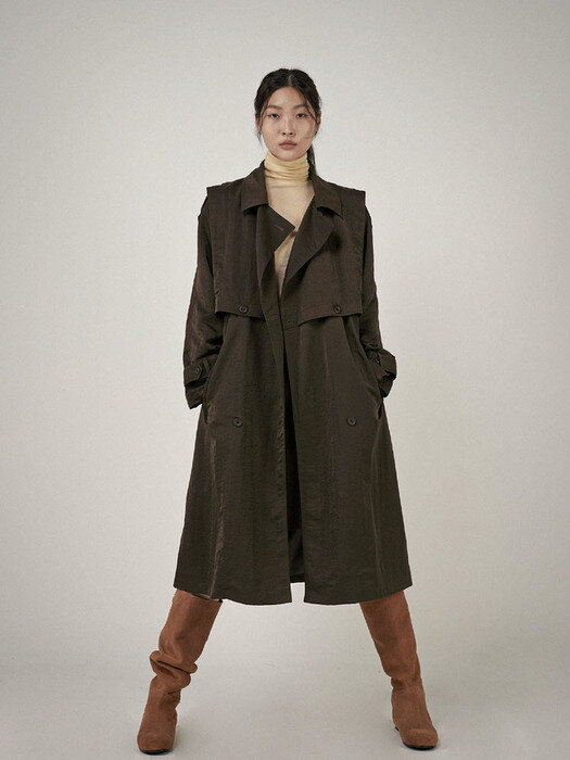 Double trench coat [ Khaki brown ]