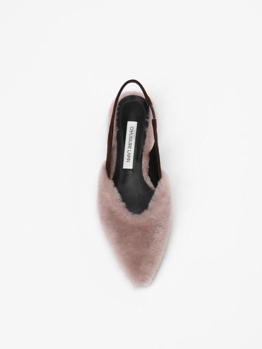 Bellamy Shearling Flat Slingbacks in Misty Rose