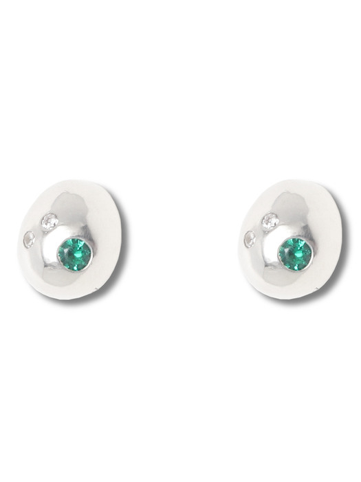 cubic ball earring (emerald)