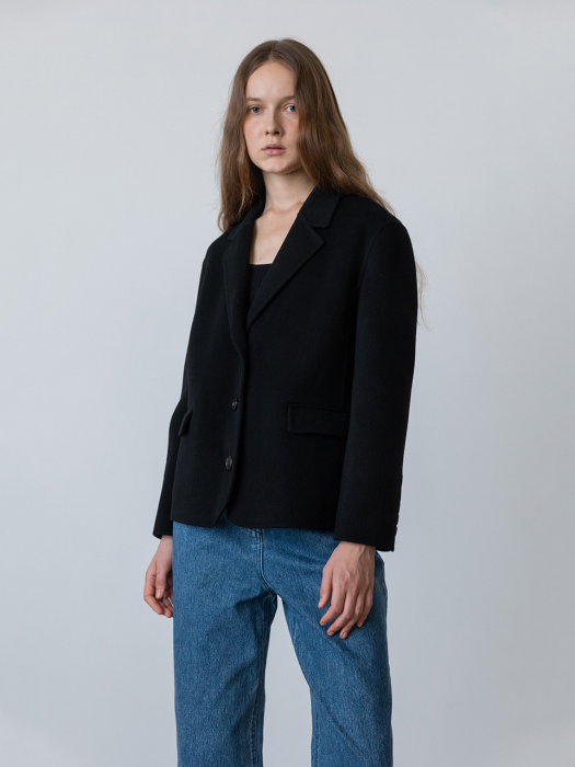 Cashmere Handmade Single Jacket Black (JWCO2F904BK)
