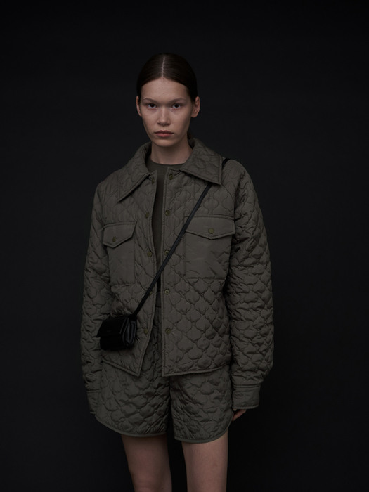 Cropped Quilted Jacket Khaki