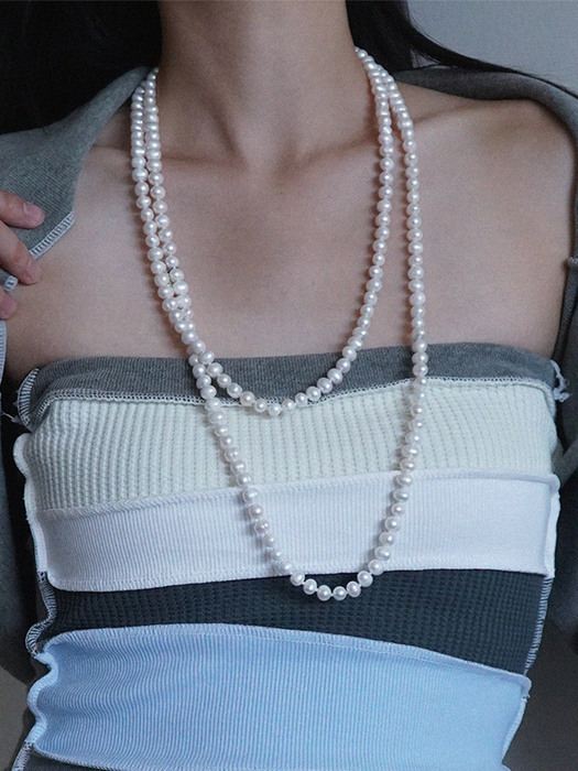 Pearl layerd long necklace