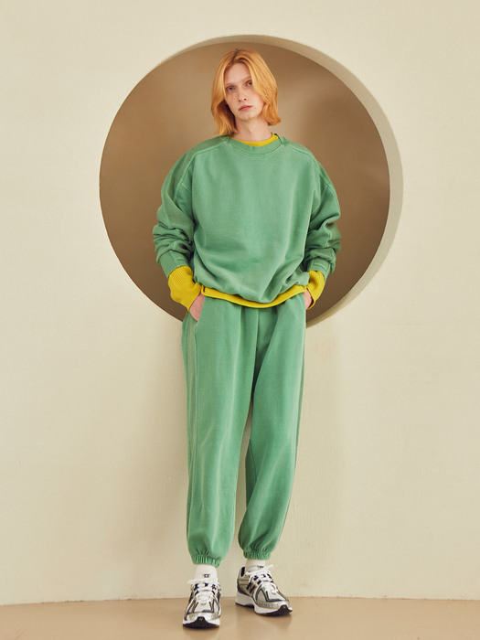 Pigment dyeing heavy-french-terry jogger pants_green