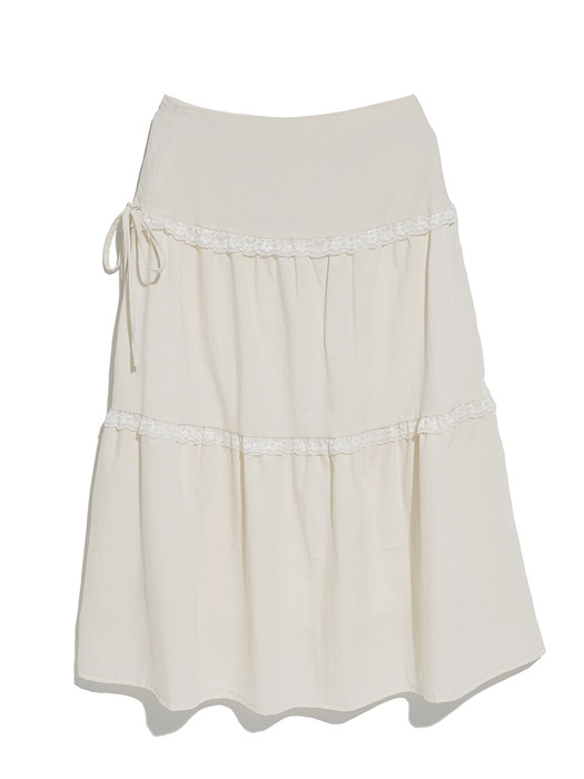 TIED LACE LONG SKIRT_CREAM