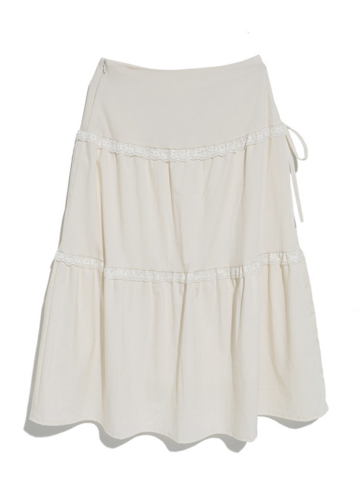 TIED LACE LONG SKIRT_CREAM