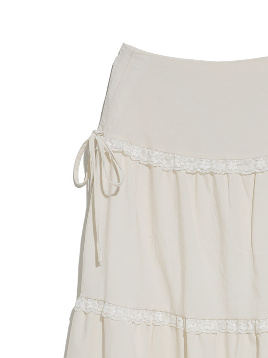 TIED LACE LONG SKIRT_CREAM