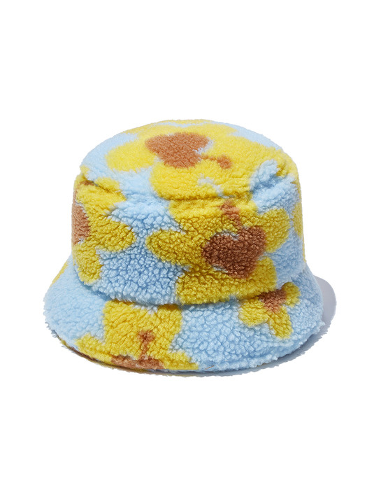 Flower Bear Fluffy Bucket Hat_Sky Blue