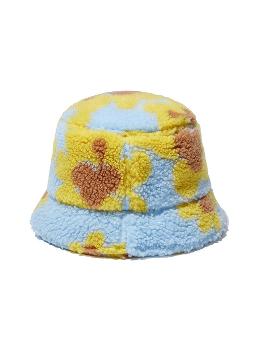 Flower Bear Fluffy Bucket Hat_Sky Blue