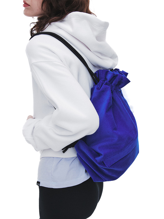 Corduroy String Backpack -Blue