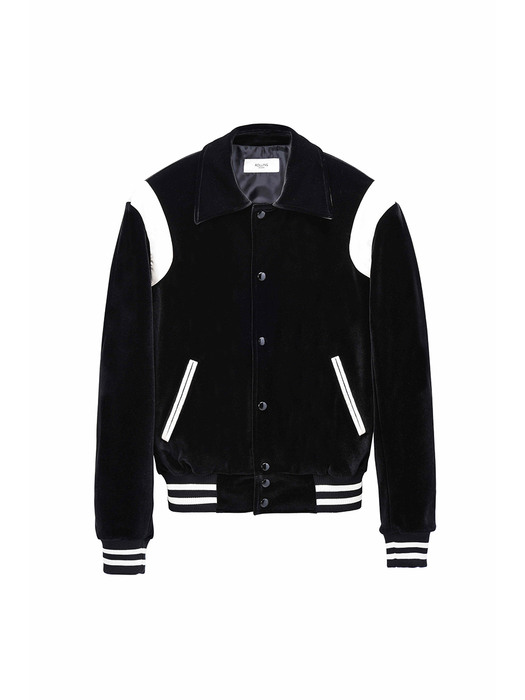 VELVET VARSITY JACKET BLACK