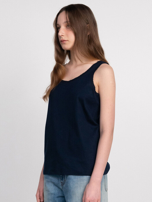 Via Lace cotton top (Navy)