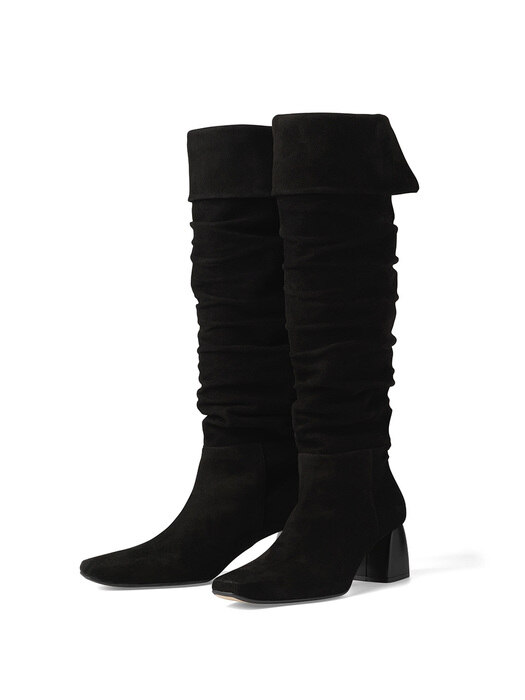 Wrinkle long boots (Deep Black)