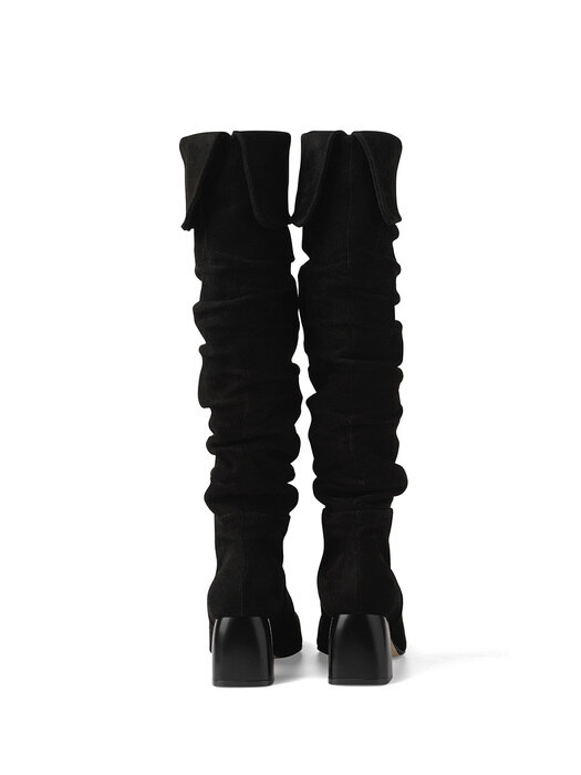 Wrinkle long boots (Deep Black)