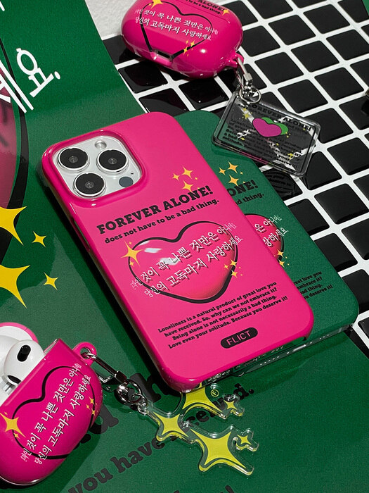 포에버 얼론 핑크 유광 하드 아이폰 케이스(아이폰12,13)