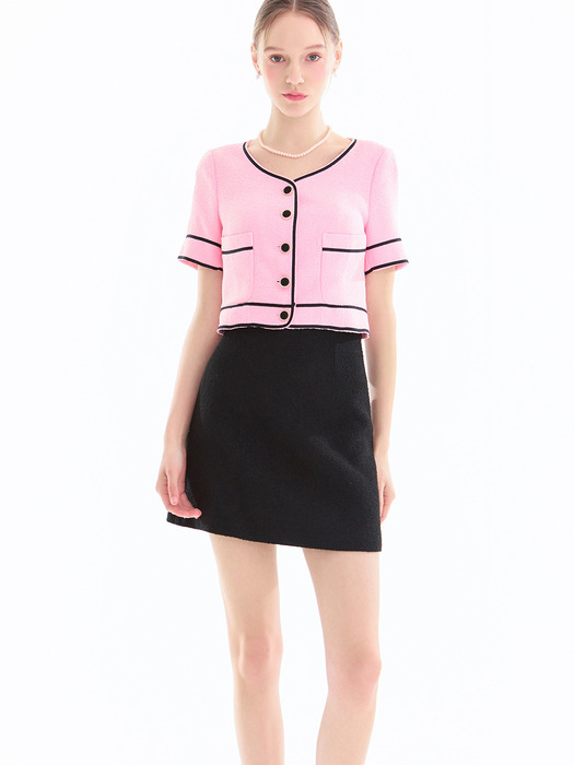 Reeta block tweed skirt(2colors)
