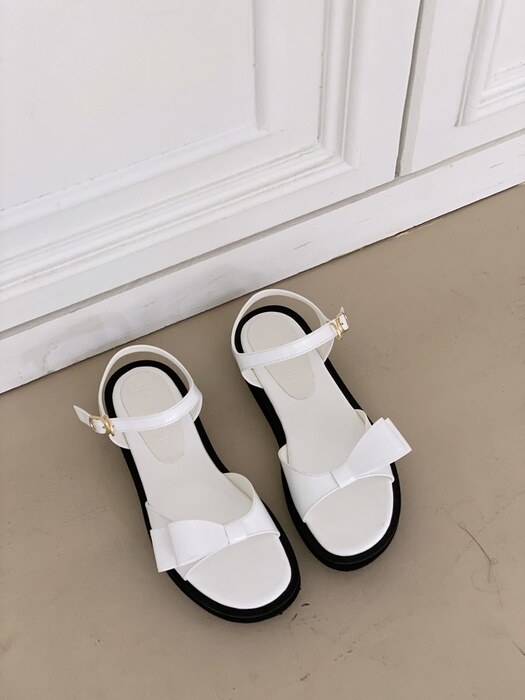 unbalance ribbon platform sandal white