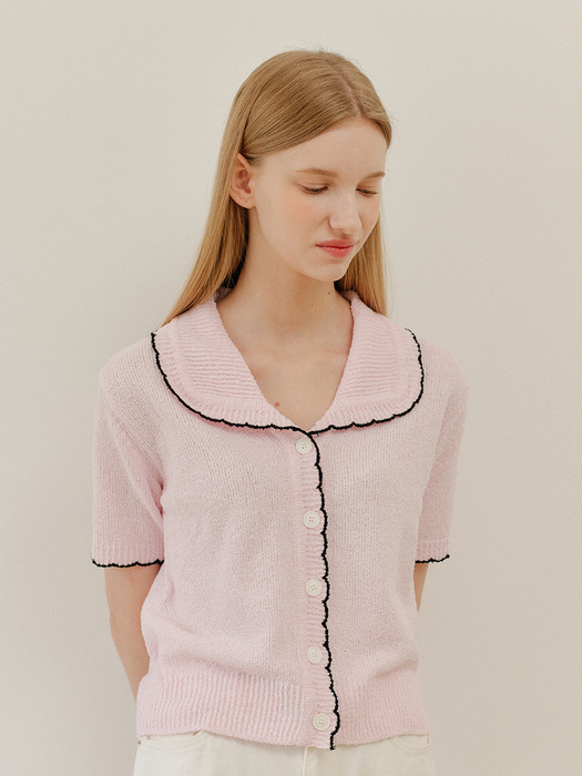 PIPING LINE CARDIGAN_PINK