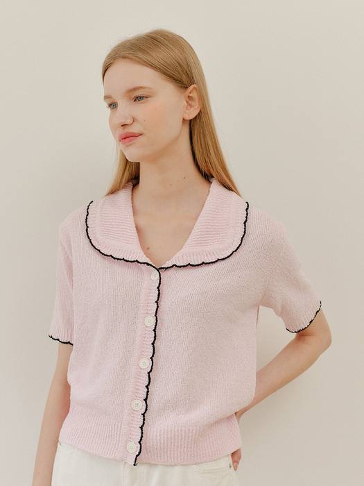 PIPING LINE CARDIGAN_PINK