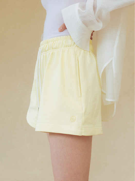 logo cotton sweat shorts (lemon)