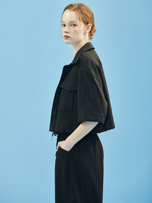 Linen Short Jacket [Black]