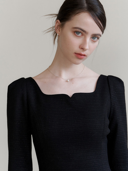 Cocktail Heart Neck Dress(4color)