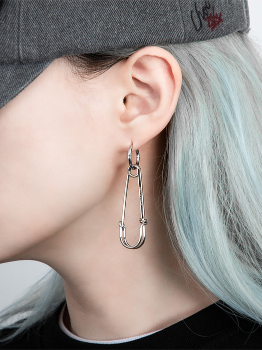 BBD Logo Safety Pin Earring (Silver)