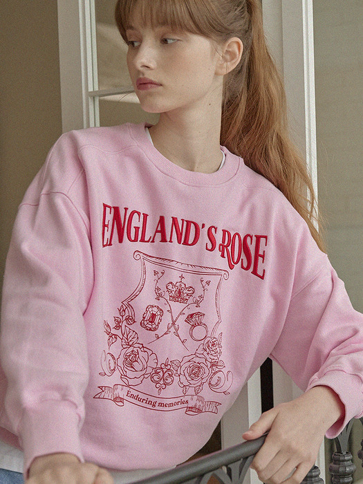 Rose Emblem embroidery Sweatshirt - Pink