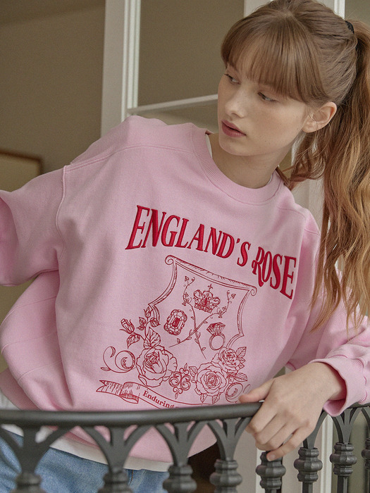 Rose Emblem embroidery Sweatshirt - Pink