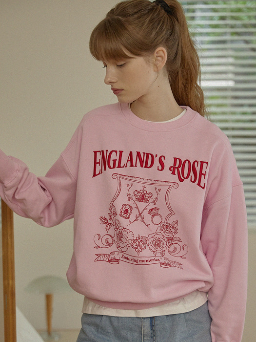 Rose Emblem embroidery Sweatshirt - Pink