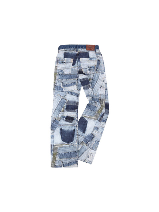 BRNO PATCHWORK PRINTED WIDE JEANS apa683m(BLUE)