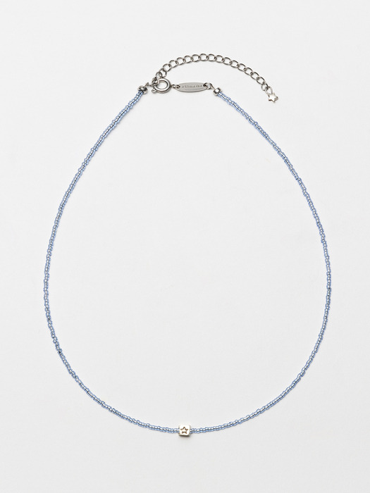 Silver Star Cube Necklace - Blue