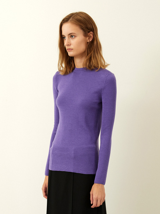 Silk Cashmere Roundneck Knit Top Violet